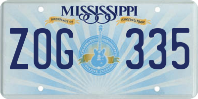 MS license plate ZOG335