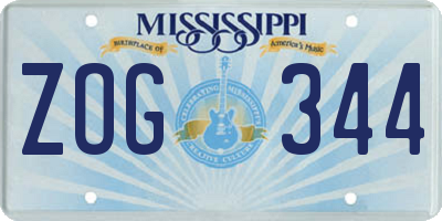 MS license plate ZOG344