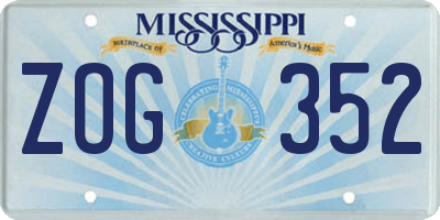 MS license plate ZOG352