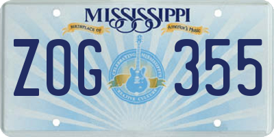 MS license plate ZOG355