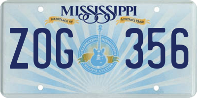 MS license plate ZOG356