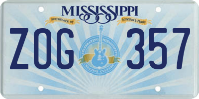 MS license plate ZOG357