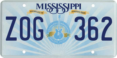 MS license plate ZOG362
