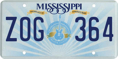 MS license plate ZOG364