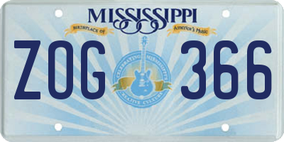 MS license plate ZOG366