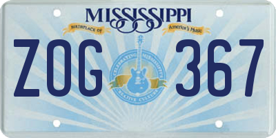 MS license plate ZOG367