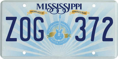 MS license plate ZOG372