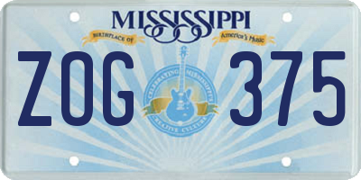 MS license plate ZOG375