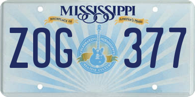 MS license plate ZOG377