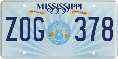 MS license plate ZOG378