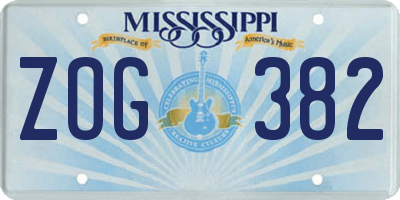 MS license plate ZOG382