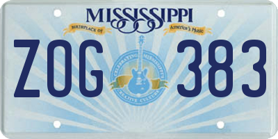 MS license plate ZOG383
