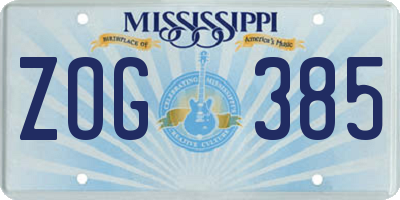 MS license plate ZOG385