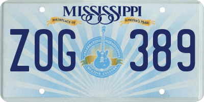 MS license plate ZOG389
