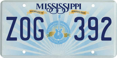 MS license plate ZOG392