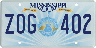 MS license plate ZOG402