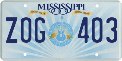 MS license plate ZOG403