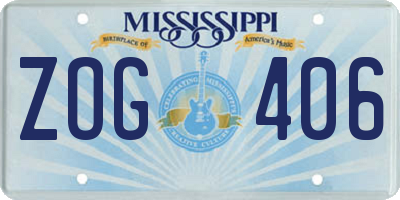 MS license plate ZOG406