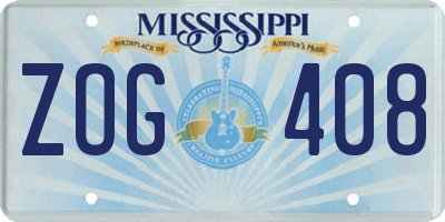 MS license plate ZOG408