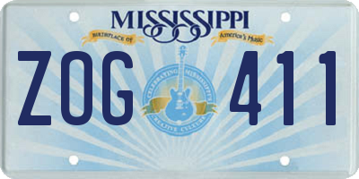 MS license plate ZOG411