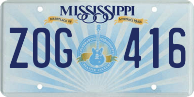 MS license plate ZOG416