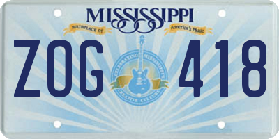 MS license plate ZOG418