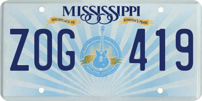 MS license plate ZOG419