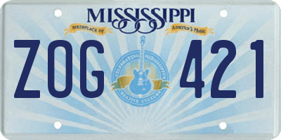 MS license plate ZOG421