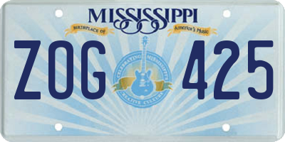 MS license plate ZOG425