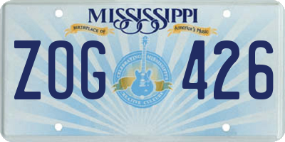 MS license plate ZOG426