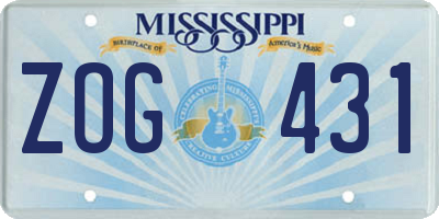 MS license plate ZOG431