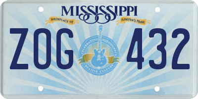 MS license plate ZOG432