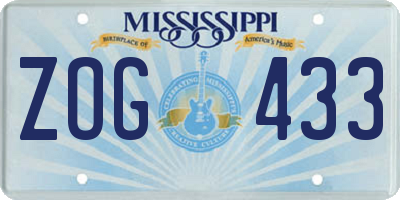 MS license plate ZOG433