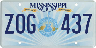 MS license plate ZOG437