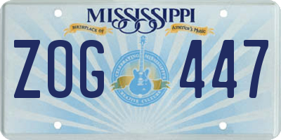 MS license plate ZOG447
