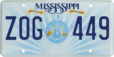 MS license plate ZOG449
