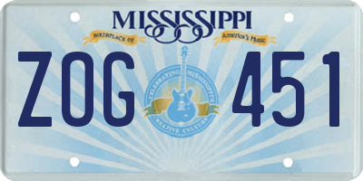 MS license plate ZOG451