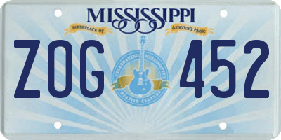 MS license plate ZOG452