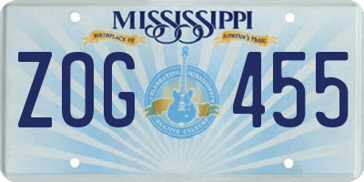 MS license plate ZOG455