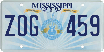 MS license plate ZOG459