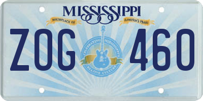 MS license plate ZOG460