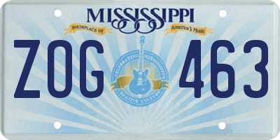 MS license plate ZOG463