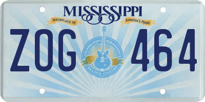 MS license plate ZOG464