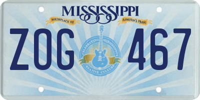MS license plate ZOG467