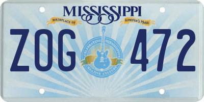 MS license plate ZOG472
