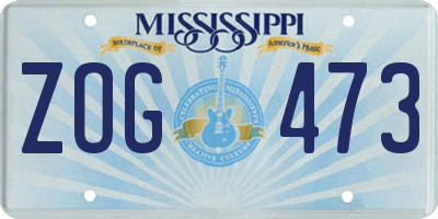 MS license plate ZOG473