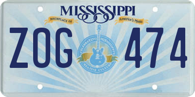 MS license plate ZOG474