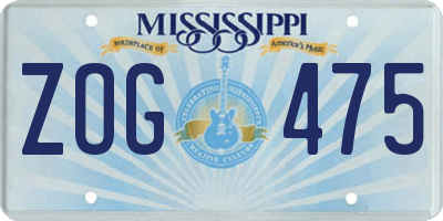 MS license plate ZOG475