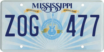 MS license plate ZOG477