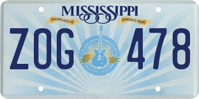 MS license plate ZOG478